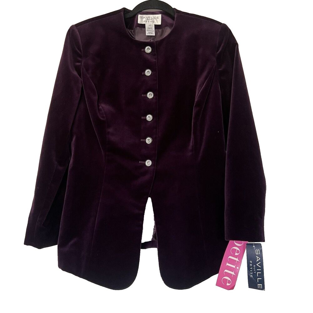 Saville Women's Blazer Jacket Size 6 Petite Purple Button‎  Dress NEW